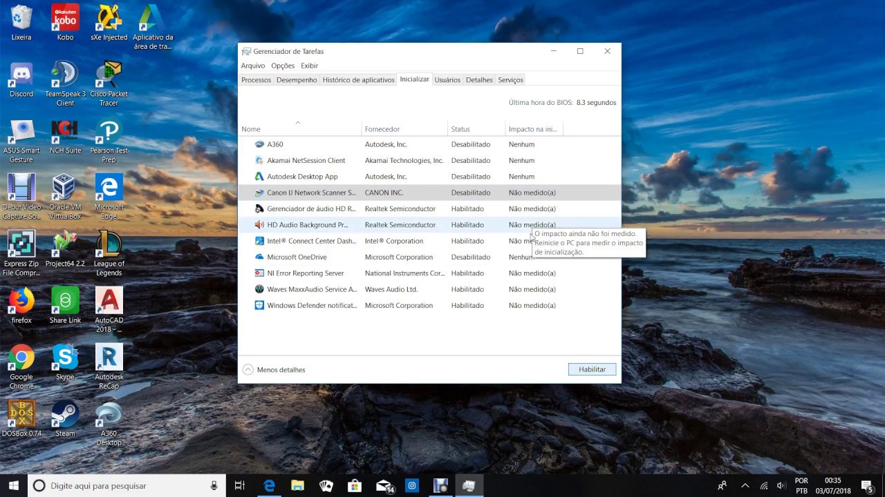 Desligar programas no arranque windows 10